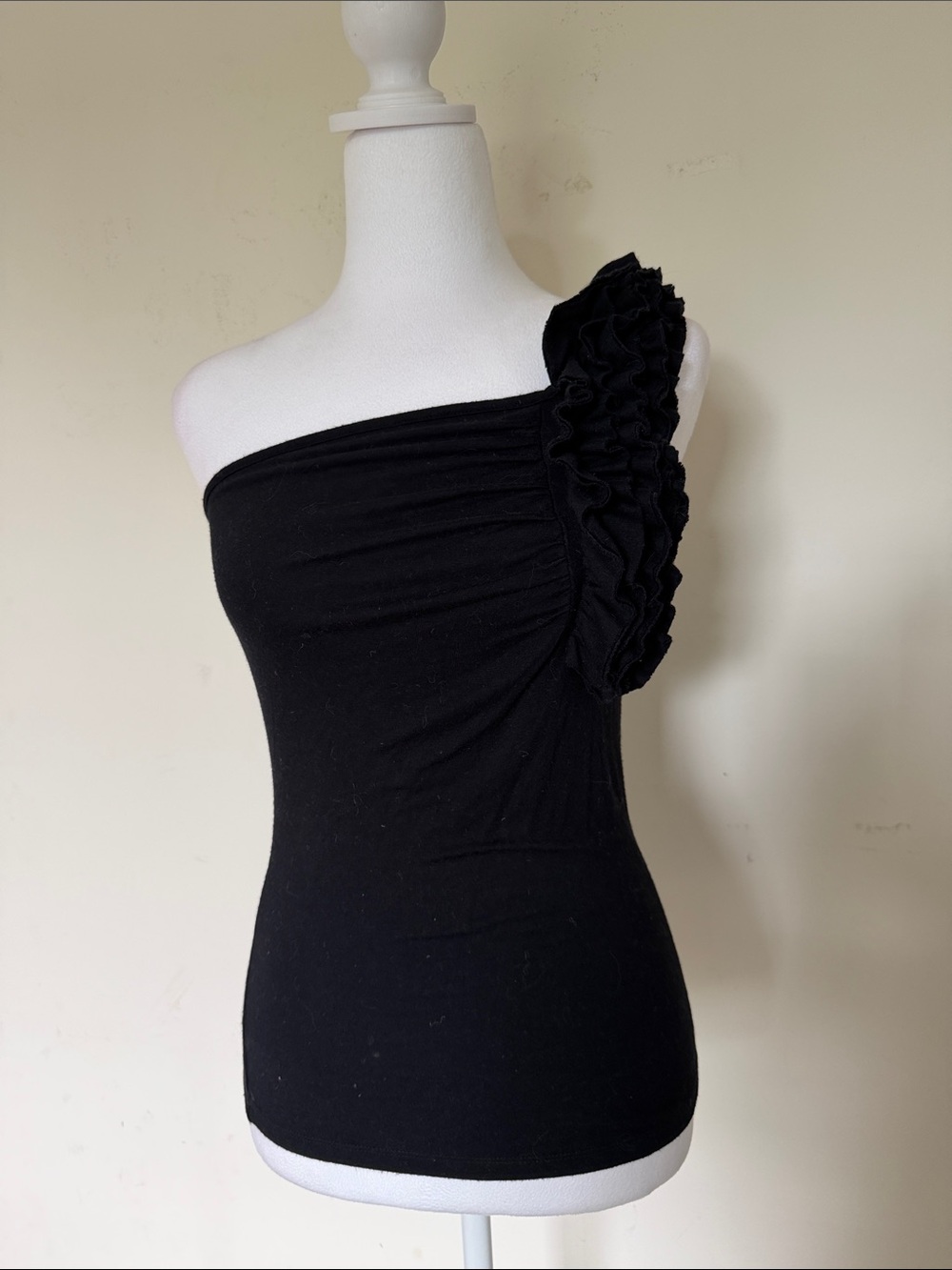 One-Shoulder Black Ruffle Women’s Top-Dress